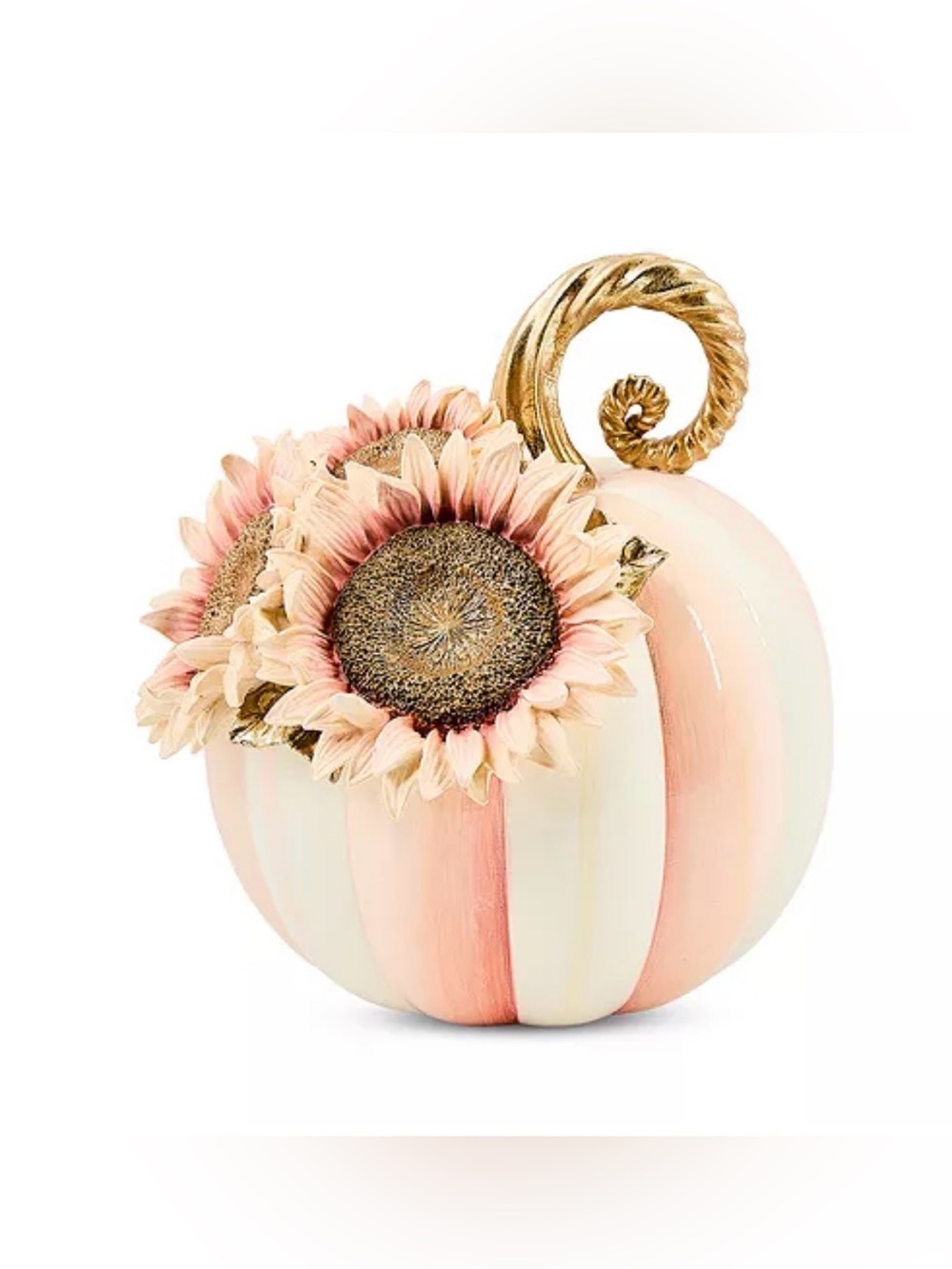 MacKenzie-Childs Rosy Stripe Small Sunflower Pumpkin